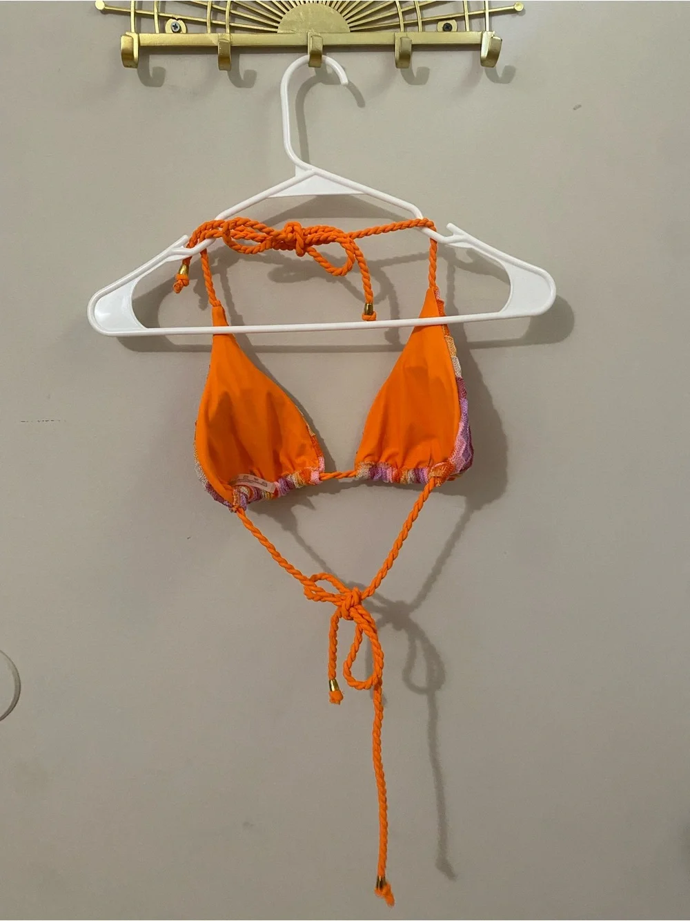 Zaful Orange Chevron Knit Bikini with Multicolor Stripes